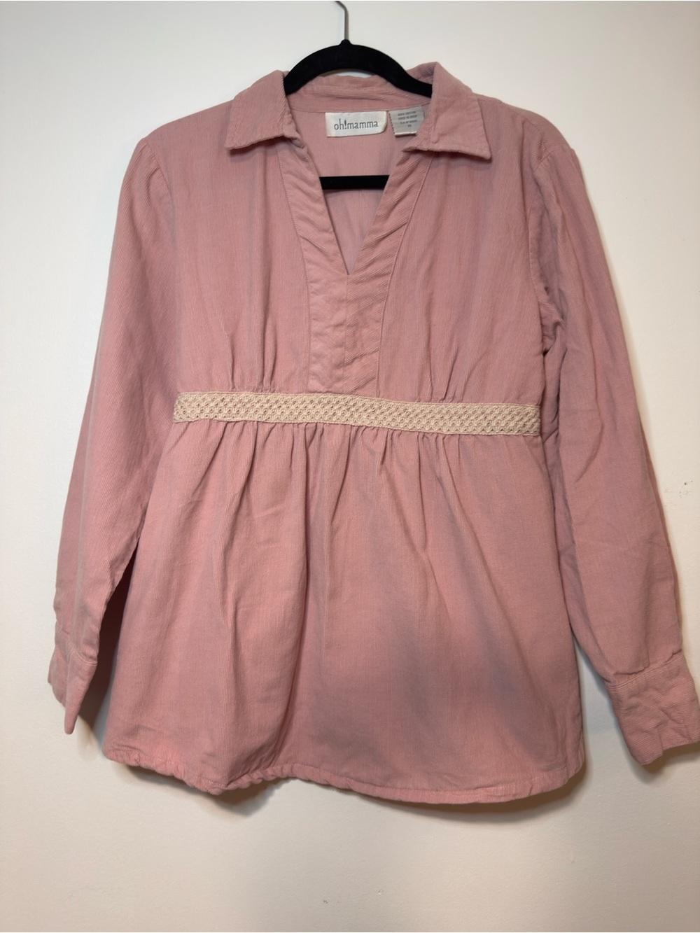 Oh! Mamma Dusty Rose V-Neck Tunic with Braided Waist